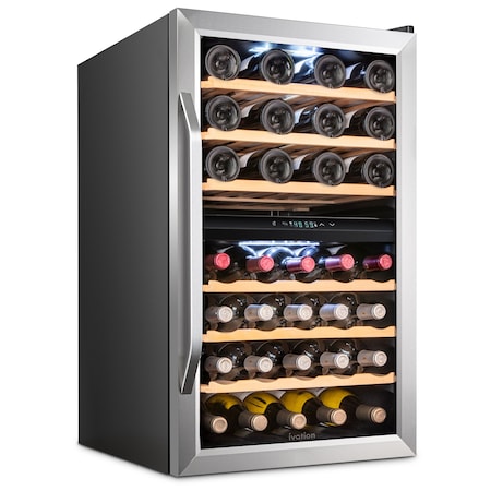 Ivation 43-Bottle Dual Zone Compressor Freestanding Wine Cooler Refrigerator - Stainless Steel IVFWCC431DWSS